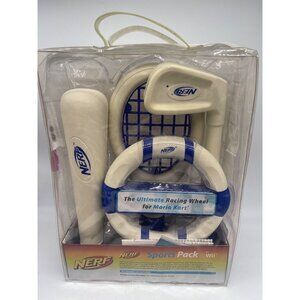 Hasbro Nerf Sports Pack For Nintendo Wii Tennis Golf Baseball Wheel